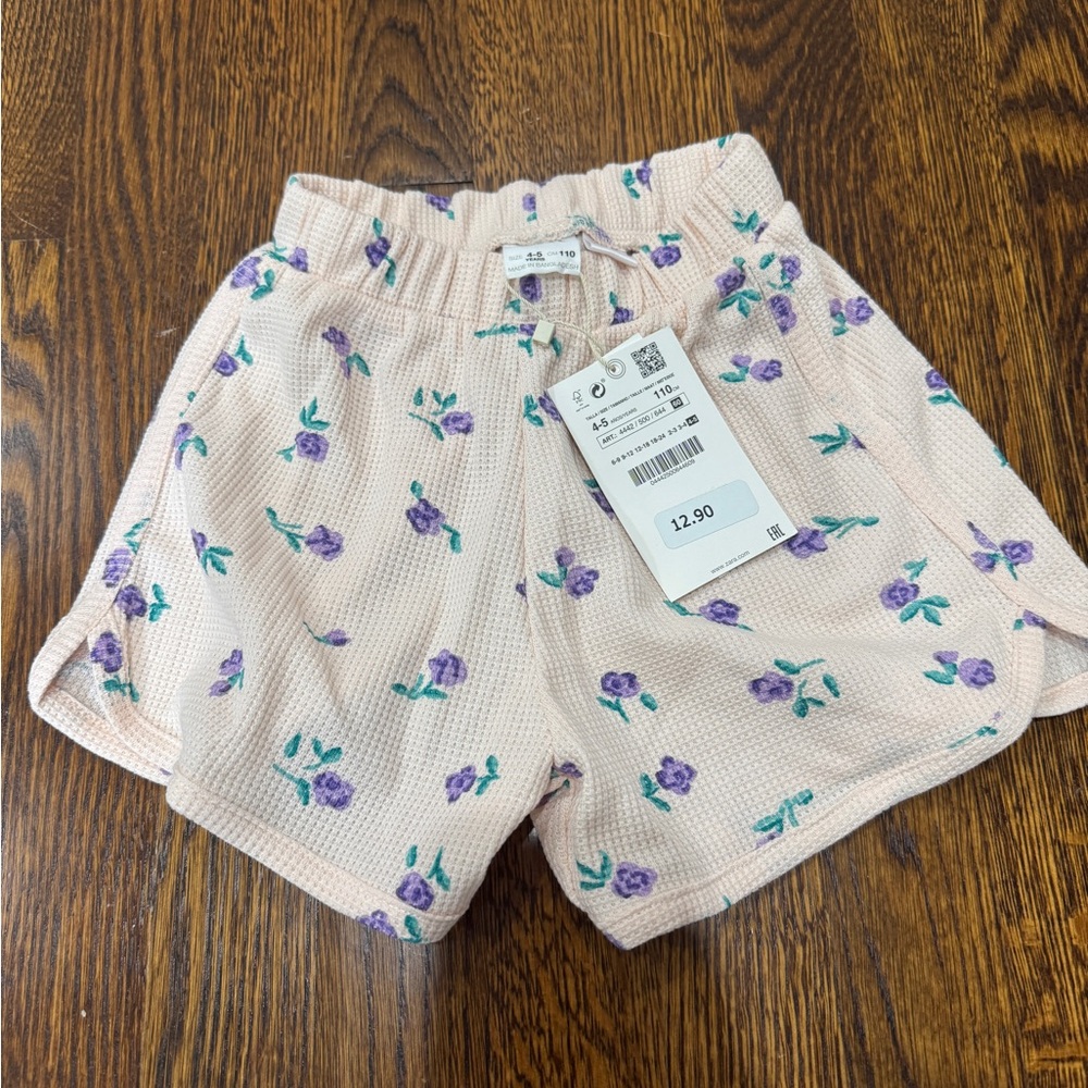 NWT Zara floral waffle toddler shorts, 4T